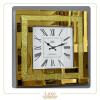 ساعت دیواری طرح مربع برند لوکس از جنس چوب و آینه رنگ طلایی